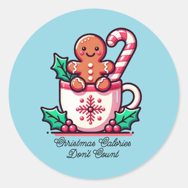 Niedliche Weihnachtskalorien zählen nicht Funny Runder Aufkleber (Vorderseite)