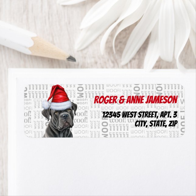 Niedliche Weihnachtskanzel Corso Dog Rücksendeadre (Insitu)