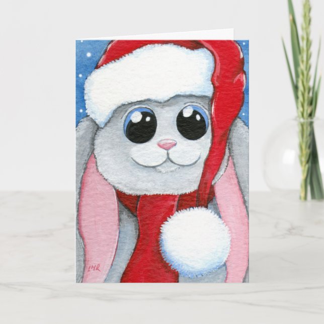 Niedliche Weihnachtskarte "Bunny Rabbit" Feiertagskarte (Vorderseite)