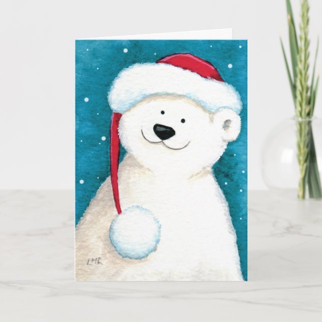 Niedliche Weihnachtskarte des Eisbären Feiertagskarte (Vorderseite)