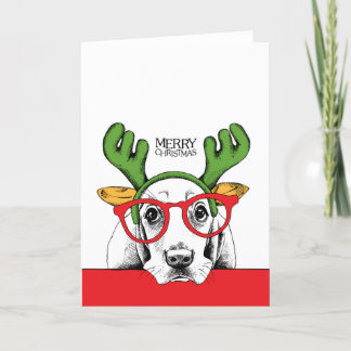 Niedliche Weihnachtskarte für Basset Hound Dankeskarte