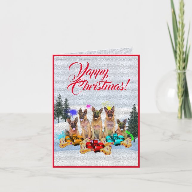 Niedliche Weihnachtskarte für den Deutschen Hirten Karte (Vorderseite)