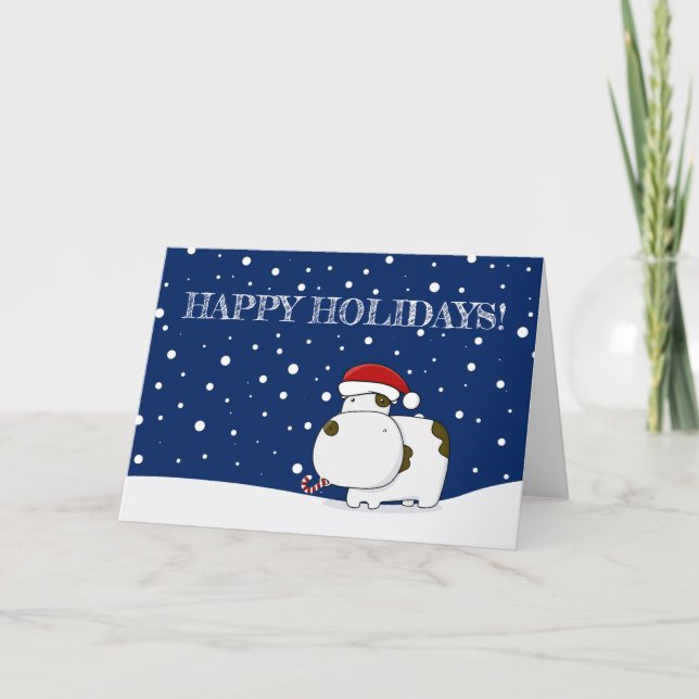 Niedliche Weihnachtskarte für Kuh Feiertagskarte (Vorderseite)
