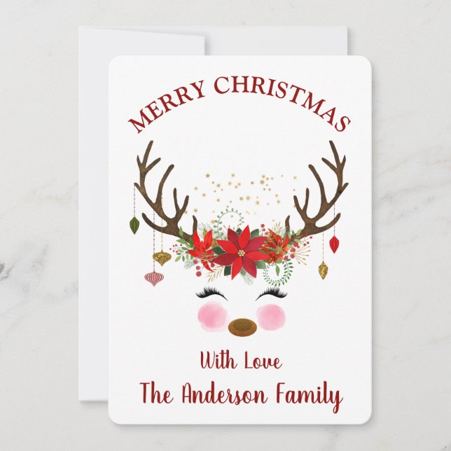 Niedliche Weihnachtskarte für Reindeers Feiertagskarte (Vorderseite)