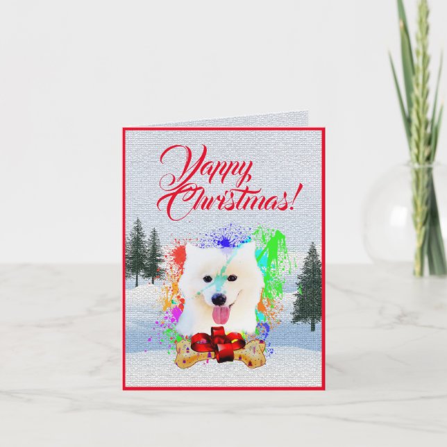 Niedliche Weihnachtskarte für Samoyed Dog Yappy Karte (Vorderseite)