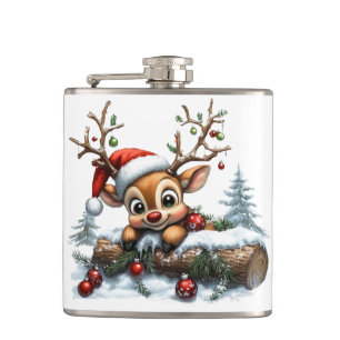 Niedliche Weihnachtskarte mit Ornamenten Flachmann