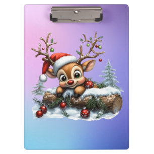 Niedliche Weihnachtskarte mit Ornamenten Klemmbrett