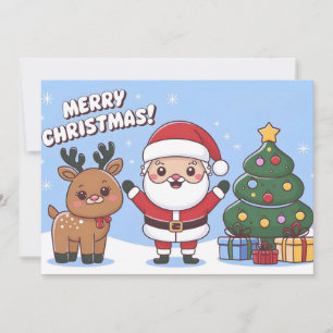 Niedliche Weihnachtskarte mit Weihnachtsmann und R Einladung