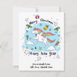 Niedliche Weihnachtskarten Whimsical Einhorn Custo Feiertagskarte