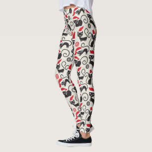 Niedliche Weihnachtskätzchen-Druck-Leggings Leggings