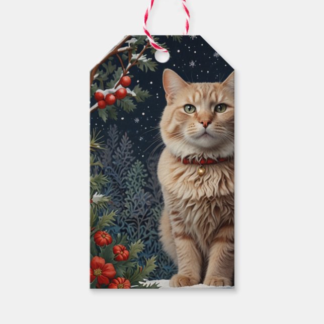 Niedliche Weihnachtskätzchen im Winter Geschenkanhänger (Vorderseite)