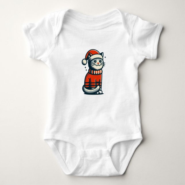 Niedliche Weihnachtskatze Baby Strampler (Vorderseite)