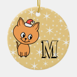 Niedliche Weihnachtskatze, benutzerdefinierte Mono Keramik Ornament
