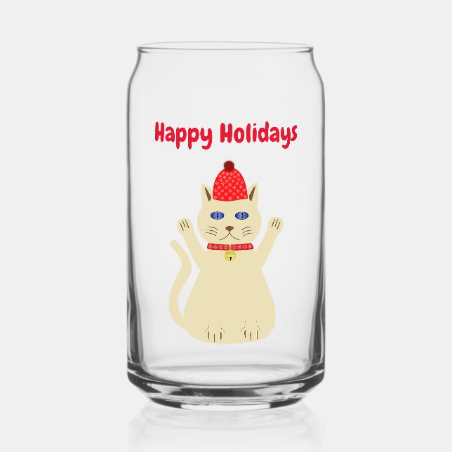Niedliche Weihnachtskatze Custom Dosenglas (Vorderseite)