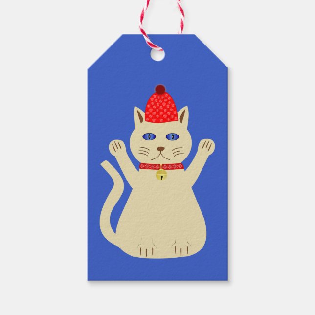 Niedliche Weihnachtskatze Custom Geschenkanhänger (Vorderseite)