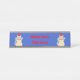 Niedliche Weihnachtskatze Custom Schreibtischnamensplakette