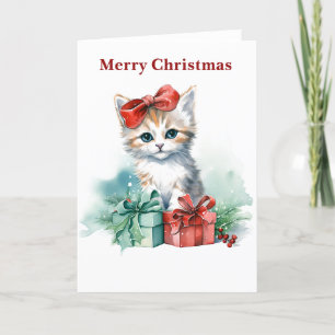 Niedliche Weihnachtskatze Feiertagskarte