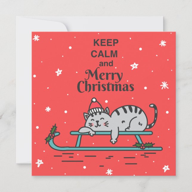 Niedliche Weihnachtskatze Feiertagskarte (Vorderseite)