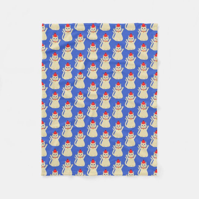 Niedliche Weihnachtskatze Gemustert Fleecedecke (Vorderseite)