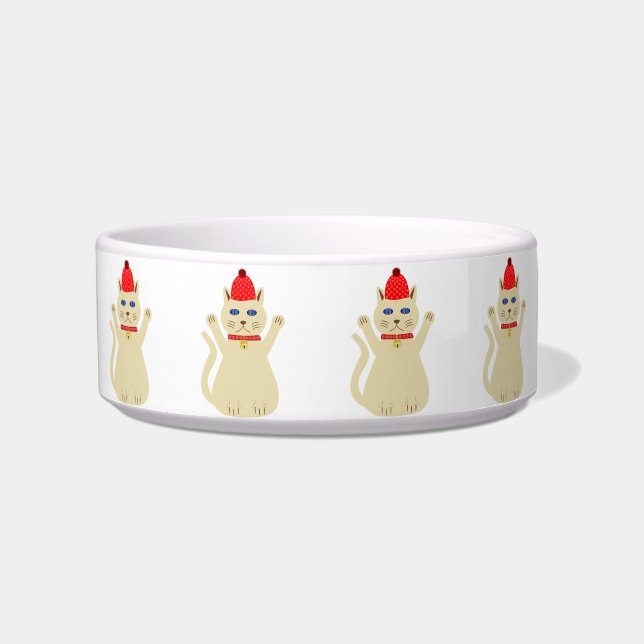 Niedliche Weihnachtskatze Gemustert Napf (Vorderseite)