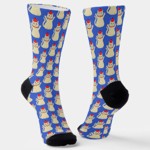 Niedliche Weihnachtskatze Gemustert Socken