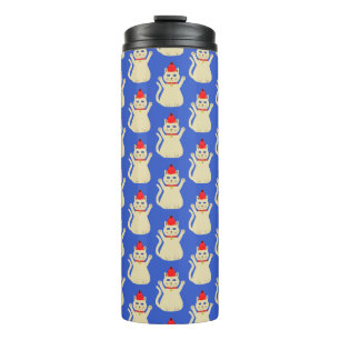 Niedliche Weihnachtskatze Gemustert Thermosbecher