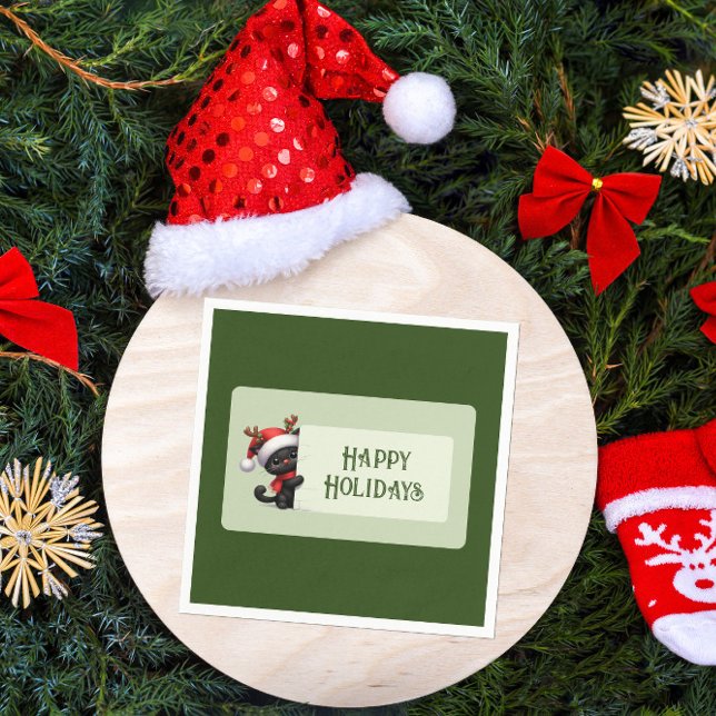 Niedliche Weihnachtskatze - Happy Holidays Napkins Serviette (Von Creator hochgeladen)