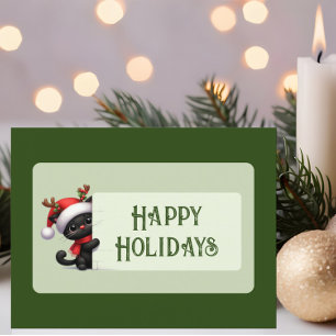 Niedliche Weihnachtskatze - Happy Holidays Postcar Postkarte