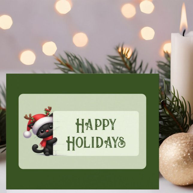 Niedliche Weihnachtskatze - Happy Holidays Postcar Postkarte (Von Creator hochgeladen)