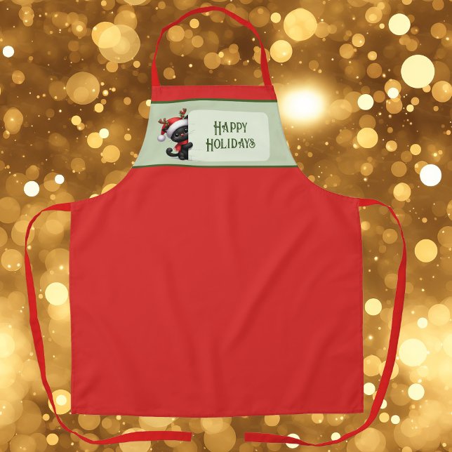 Niedliche Weihnachtskatze - Happy Holidays Schürze (Von Creator hochgeladen)