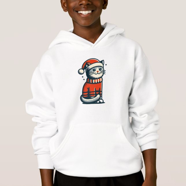 Niedliche Weihnachtskatze Hoodie (Vorderseite)