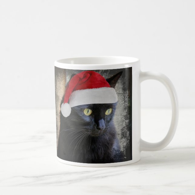Niedliche Weihnachtskatze in der Kaffeetasse (Rechts)