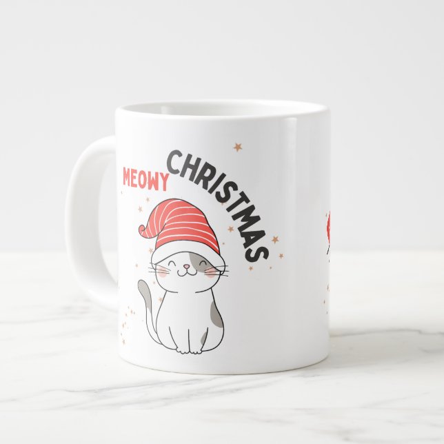 niedliche Weihnachtskatze Jumbo-Tasse (Vorderseite Links)