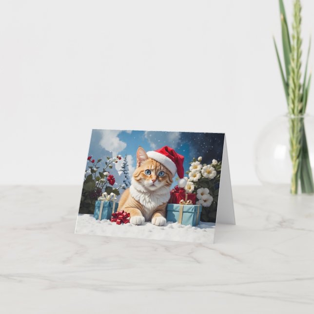niedliche Weihnachtskatze Karte (Vorderseite)
