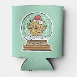 Niedliche Weihnachtskatze, kundenspezifische Monog Dosenkühler