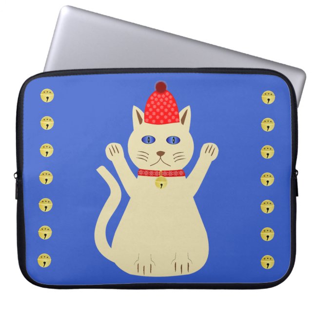 Niedliche Weihnachtskatze Laptopschutzhülle (Vorderseite)
