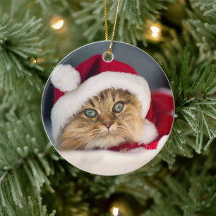 Niedliche WeihnachtsKatze lügt Keramik Ornament