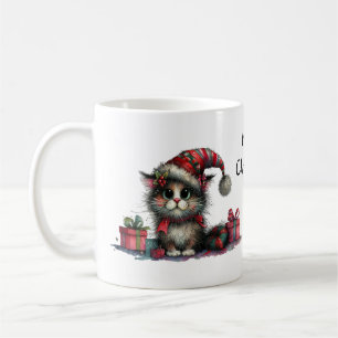 Niedliche Weihnachtskatze mit Geschenken Quirky Ki Kaffeetasse