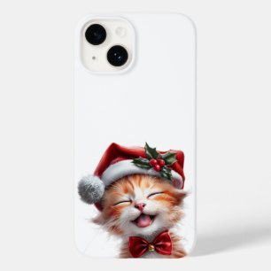 Niedliche Weihnachtskatze mit Weihnachtsmannmütze Case-Mate iPhone 14 Hülle