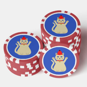 Niedliche Weihnachtskatze Pokerchips