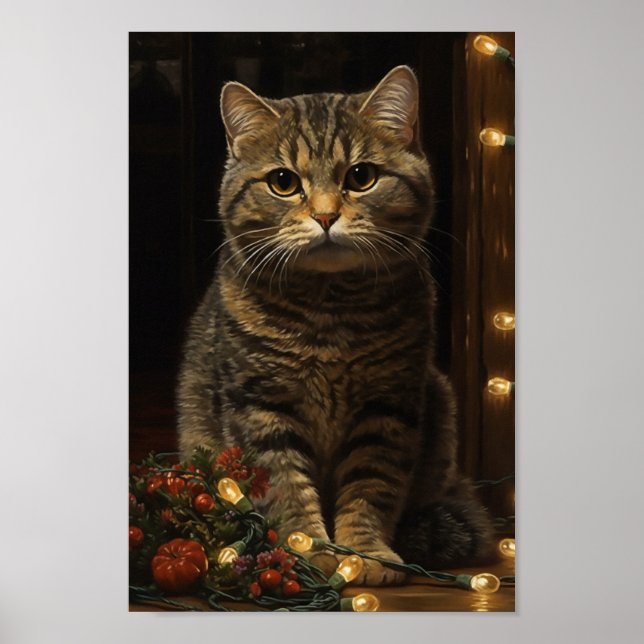 Niedliche Weihnachtskatze Poster (Vorne)