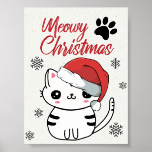 Niedliche Weihnachtskatze Poster