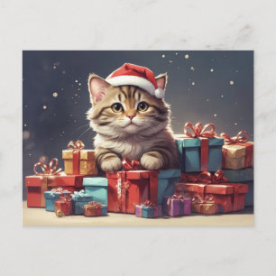 niedliche Weihnachtskatze Postkarte