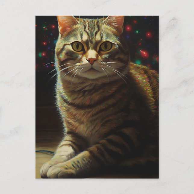 Niedliche Weihnachtskatze Postkarte (Vorderseite)