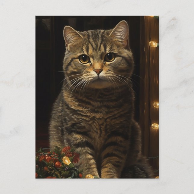 Niedliche Weihnachtskatze Postkarte (Vorderseite)