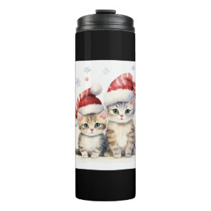 Niedliche Weihnachtskatze Thermosbecher