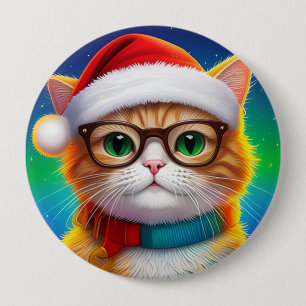 Niedliche Weihnachtskatze Weihnachtsmann-68265 Button
