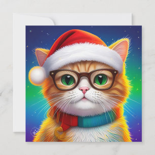 Niedliche Weihnachtskatze Weihnachtsmann-68265 Einladung