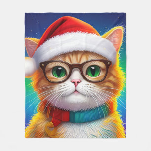 Niedliche Weihnachtskatze Weihnachtsmann-68265 Fleecedecke