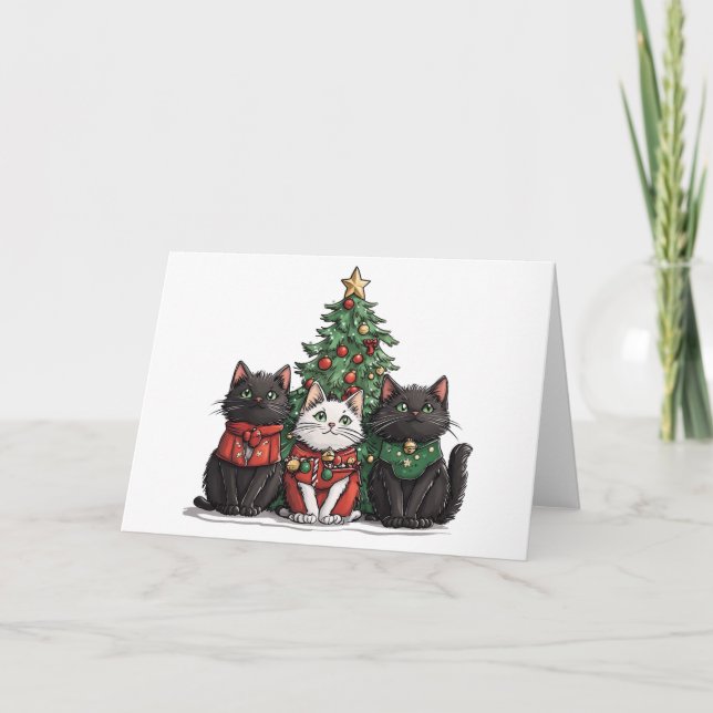 Niedliche Weihnachtskatzen Feiertagskarte (Vorderseite)